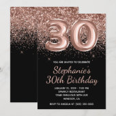 Sparkly Roos Gouden Glitter Zwart Nummer 30 Verjaa Kaart (Voorkant / Achterkant)