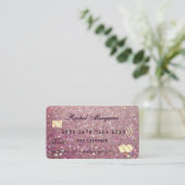 Sparkly Roos Pink Gold Glitter Credit Visitekaartje (Staand voorkant)