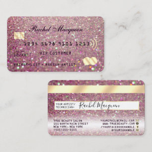 Sparkly Roos Pink Gold Glitter Credit Visitekaartje