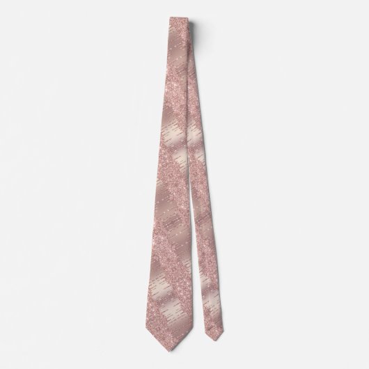 Sparkly Rose Gold Blush Glitter Neck Tie Stropdas (Voorkant)