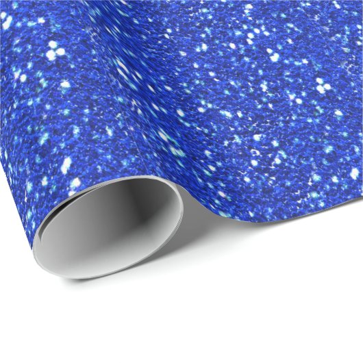 Sparkly Royal Blue Faux Glitter Kijk Cadeaupapier (Rol Hoek)