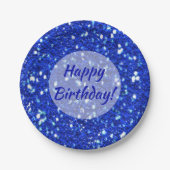 Sparkly Royal Blue Glitter ziet er gelukkig uit Papieren Bordje (Voorkant)