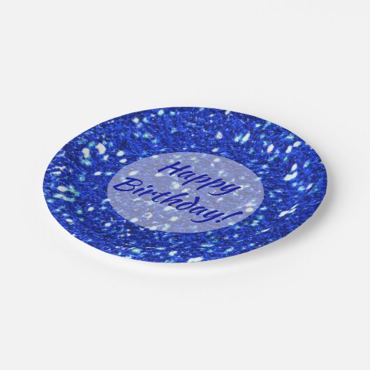 Sparkly Royal Blue Glitter ziet er gelukkig uit Papieren Bordje (Gekanteld)