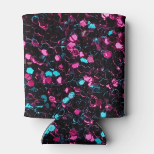 Sparkly roze blauwe mozaïekglitter spark Monogram Blikjeskoeler (Achterkant)