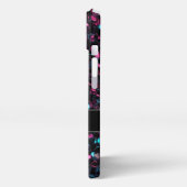 Sparkly roze blauwe mozaïekglitter spark Monogram iPhone Hoesje (Linkerkant)