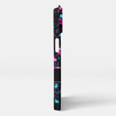 Sparkly roze blauwe mozaïekglitter spark Monogram iPhone Hoesje (Rechterkant)