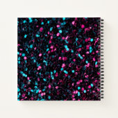 Sparkly roze blauwe mozaïekglitter spark Monogram Notitieboek (Achterkant)