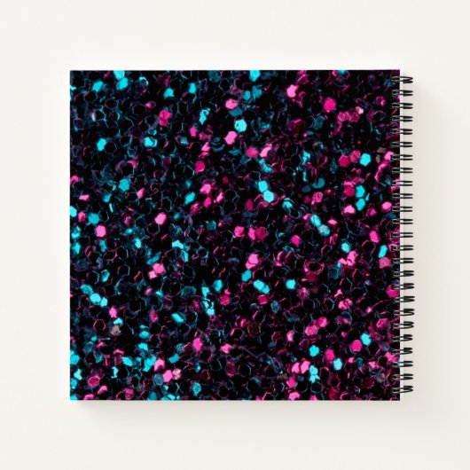 Sparkly roze blauwe mozaïekglitter spark Monogram Notitieboek (Achterkant)