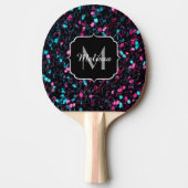 Sparkly roze blauwe mozaïekglitter spark Monogram Tafeltennisbatje (Voorkant)