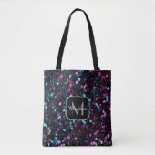 Sparkly roze blauwe mozaïekglitter spark Monogram Tote Bag (Voorkant)