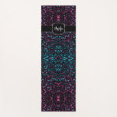 Sparkly roze blauwe mozaïekglitter spark Monogram Yogamat (Voorkant)