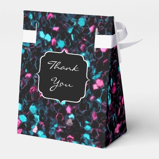 Sparkly roze blauwe mozaïekglitter sparkles Sweet  Bedankdoosjes (Achterkant)