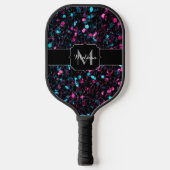 Sparkly roze blauwe mozaïekglitter sparren Monogra Pickleball Paddle (Voorkant)