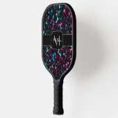 Sparkly roze blauwe mozaïekglitter sparren Monogra Pickleball Paddle (Links)