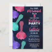 Sparkly Roze Blauwgroen Glitter Zeemeermin Staarte Magnetische Uitnodiging (Voorkant)