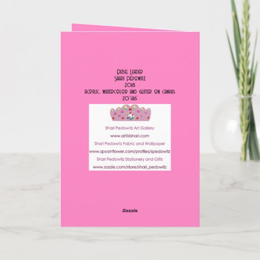 Sparkly roze en gouden simcha kaart (Achterkant)