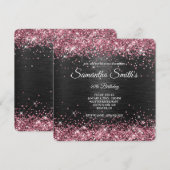 Sparkly Roze Glitter en Zwarte Folie 40e Verjaarda Kaart (Voorkant / Achterkant)