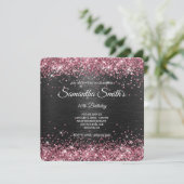 Sparkly Roze Glitter en Zwarte Folie 40e Verjaarda Kaart (Staand voorkant)