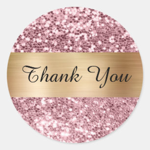 Sparkly Roze Glitter Goud Shimmer Strip Folie Ronde Sticker