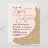 Sparkly Roze Gouden Glitter Jurk Sweet 16 Kaart (Voorkant)