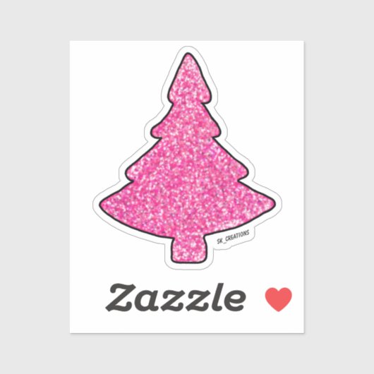 Sparkly Roze Kerstboom Sticker (Vel)