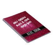 Sparkly Ruby Red Glitter Zwart-wit Graffiti Notitieboek (Rechterzijde)