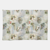 Sparkly Rustic Christmas Winter Scenes Collage Theedoek (Horizontaal)