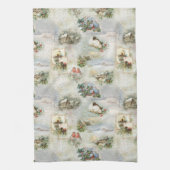 Sparkly Rustic Christmas Winter Scenes Collage Theedoek (Verticaal)