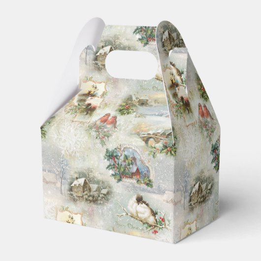 Sparkly Rustic Kerstwinter Scenes Collage Bedankdoosjes (Achterkant)