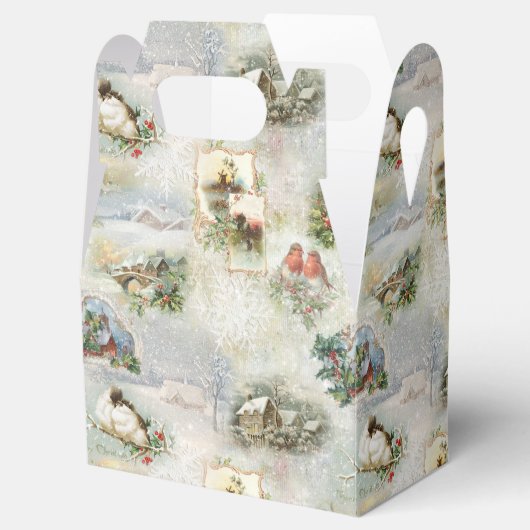 Sparkly Rustic Kerstwinter Scenes Collage Bedankdoosjes (Geopend)