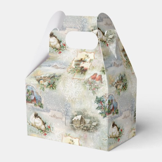 Sparkly Rustic Kerstwinter Scenes Collage Bedankdoosjes (Voorkant Zijde)