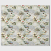 Sparkly Rustic Kerstwinter Scenes Collage Cadeaupapier (Vlak)