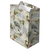 Sparkly Rustic Kerstwinter Scenes Collage Medium Cadeauzakje (Achterkant Gekanteld)