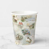 Sparkly Rustic Kerstwinter Scenes Collage Papieren Bekers (Links)