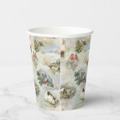 Sparkly Rustic Kerstwinter Scenes Collage Papieren Bekers (Rechts)