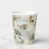 Sparkly Rustic Kerstwinter Scenes Collage Papieren Bekers (Voorkant)