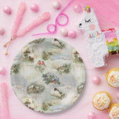 Sparkly Rustic Kerstwinter Scenes Collage Papieren Bordje (Feest)