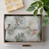 Sparkly Rustic Kerstwinter Scenes Collage Tissuepapier (Geschenk)