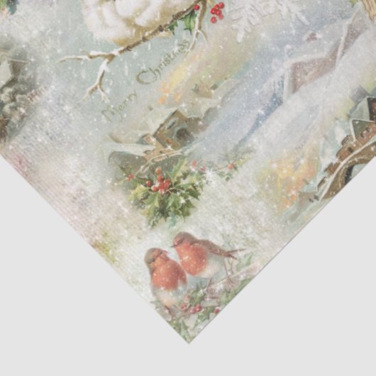 Sparkly Rustic Kerstwinter Scenes Collage Tissuepapier (Detail)