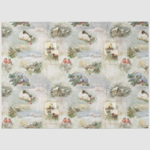 Sparkly Rustic Kerstwinter Scenes Collage Tissuepapier