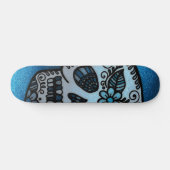 Sparkly Sapphire Glitter Sugar Skull Tattoo Design Persoonlijk Skateboard (Horizontaal)