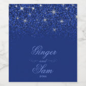 Sparkly Sapphire Glitz Glitter Wijn Etiket (Enkel label)