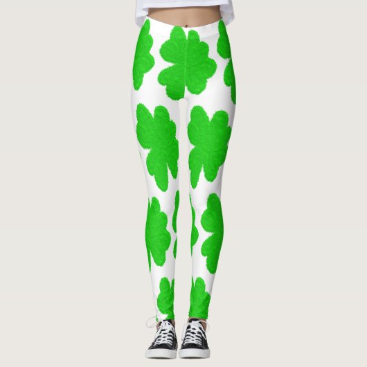 Sparkly shamrock geluksklaver St. Patrick's Day Leggings (Voorkant)