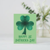Sparkly Shamrock St. Patrick's Day salie groen Briefkaart (Staand voorkant)