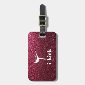 Sparkly Shimmering fuchsia 'i trap' op maat Bagagelabel (Voorkant verticaal)