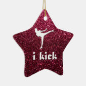 Sparkly Shimmering fuchsia 'i trap' op maat Keramisch Ornament (Rechts)