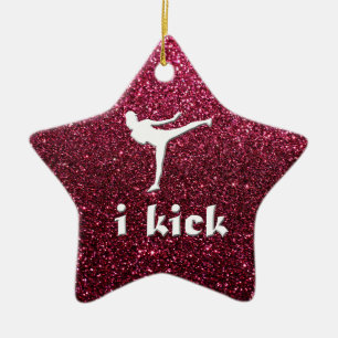 Sparkly Shimmering fuchsia 'i trap' op maat Keramisch Ornament