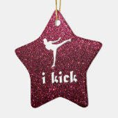 Sparkly Shimmering fuchsia 'i trap' op maat Keramisch Ornament (Links)