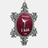 Sparkly Shimmering fuchsia 'i trap' op maat Tin Sneeuwvlok Ornament (Links)