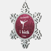 Sparkly Shimmering fuchsia 'i trap' op maat Tin Sneeuwvlok Ornament (Rechts)